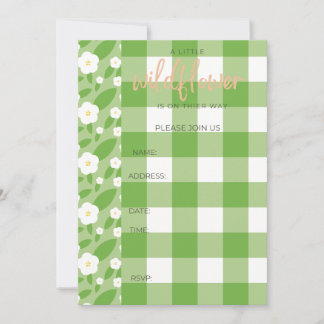 Invitation Thème du Baby shower de En vichy et de fleurs prin