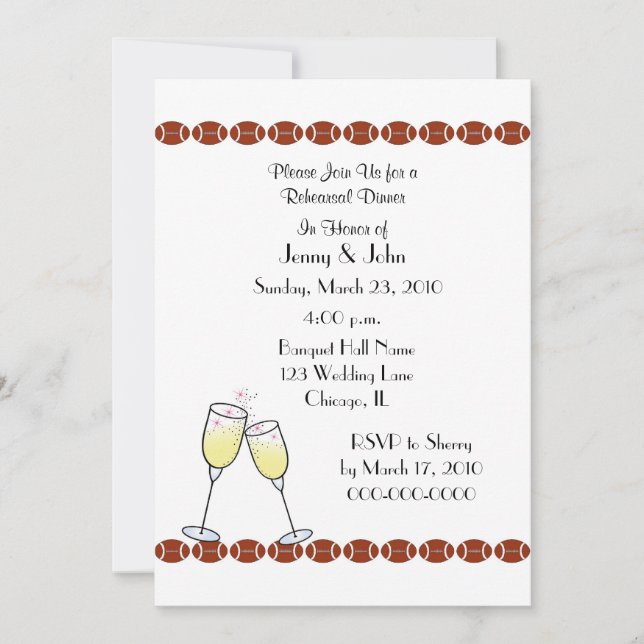 Invitation Thème du football de dîner de répétition (Devant)