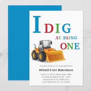 Invitation Thème du premier digger d'anniversaire