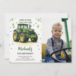 Invitation Thème du Tracteur vert Anniversaire de la fête Pho