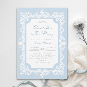 Invitation Thème élégant de thé pour l'annonce d'un bébé garç