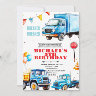 Invitation thème fête d'anniversaire camions