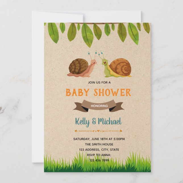 Invitation thème fête escargot (Devant)