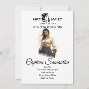 Invitation thème Fille Pirate