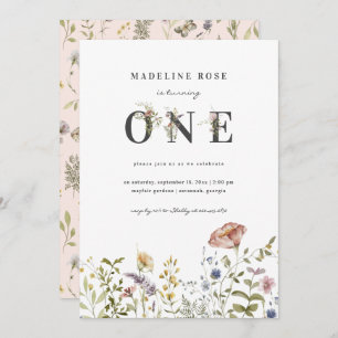 Invitation Thème fleur sauvage Fille 1er anniversaire