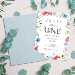 Invitation Thème fleur sauvage Fille 1er anniversaire Floral 