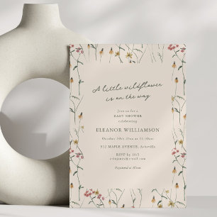 Invitation Thème Floral de Fleur Sauvage Fantaisiste Baby Sho