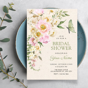 Invitation Thème floral rustique pour une baby shower