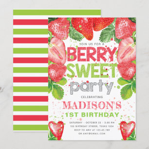 Invitation Thème fraise Anniversaire mou