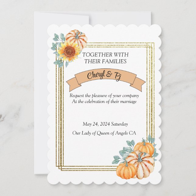 Invitation Thème mariage de automne (Devant)
