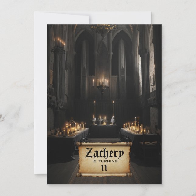 Invitation *~* Thème médiéval AP88 Château Anniversaire (Devant)