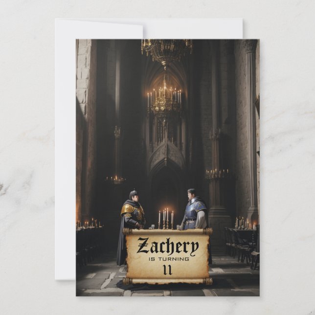 Invitation *~* Thème médiéval crépusculaire AP88 2 CHEVALIERS (Devant)