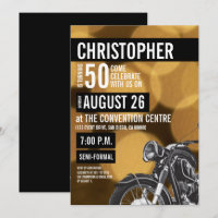 Thème moto moderne noir or pour 50e anniversaire