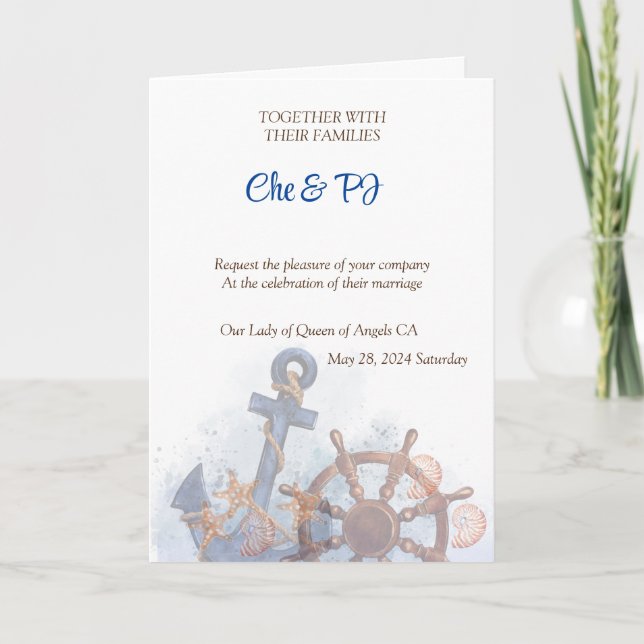 Invitation Thème Nautical Beach Wedding (Devant)