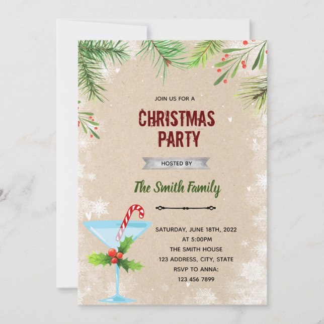 Invitation thème Noël pastel (Devant)