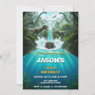 Invitation Thème Parc Jurassique Anniversaire Dinosaure T-Rex