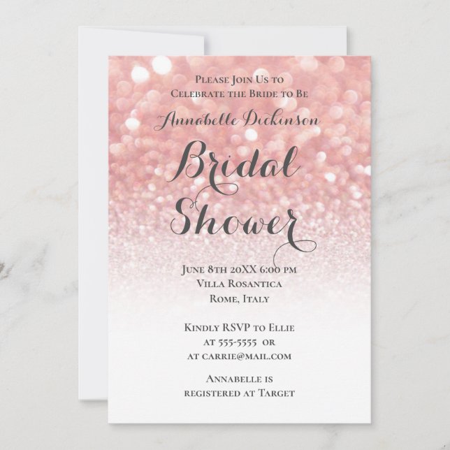 Invitation Thème Parties scintillant roses (Devant)