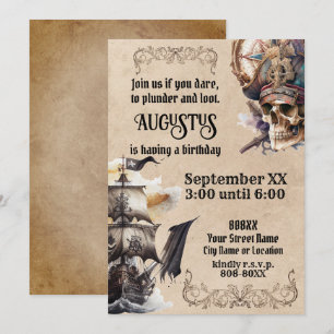 Invitation Thème Pirate vintage