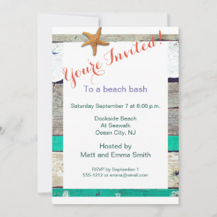 Invitation Thème Plage Starfish Mariage Rustique