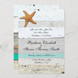 Invitation Thème Plage Starfish Mariage Rustique