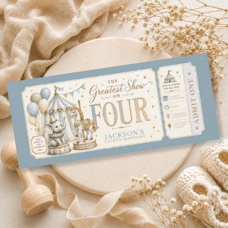 Invitation Thème rétro carnaval garçon 4ème anniversaire 