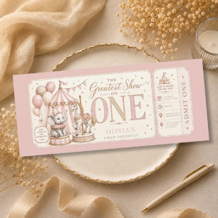 Invitation Thème rétro de carnaval fille 1er anniversaire 