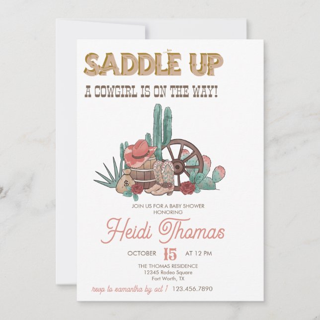 Invitation Thème Rodeo | Baby shower occidental (Devant)