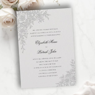Invitation Thème Rose Élégant Ivory Mariage Formel Classique