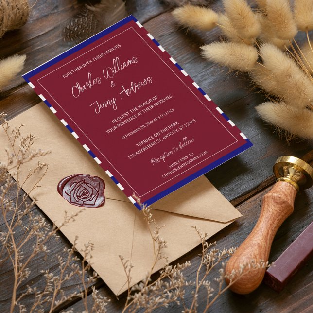 Invitation Thème Royal Red et Blue Mariage (Bright royal colors theme wedding invitation, try them out and have a royal wedding.)