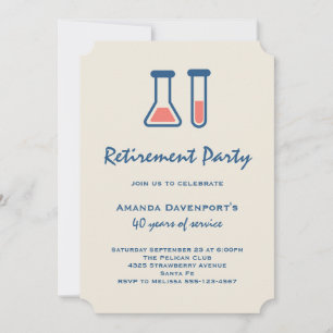 Invitation Thème Science Retraite Bécher & Tube à Essai