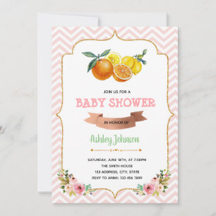 Invitation thème shower bébé jumeaux citrus