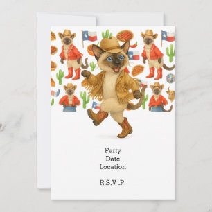 Invitation Thème Texas pour les amoureux des chats