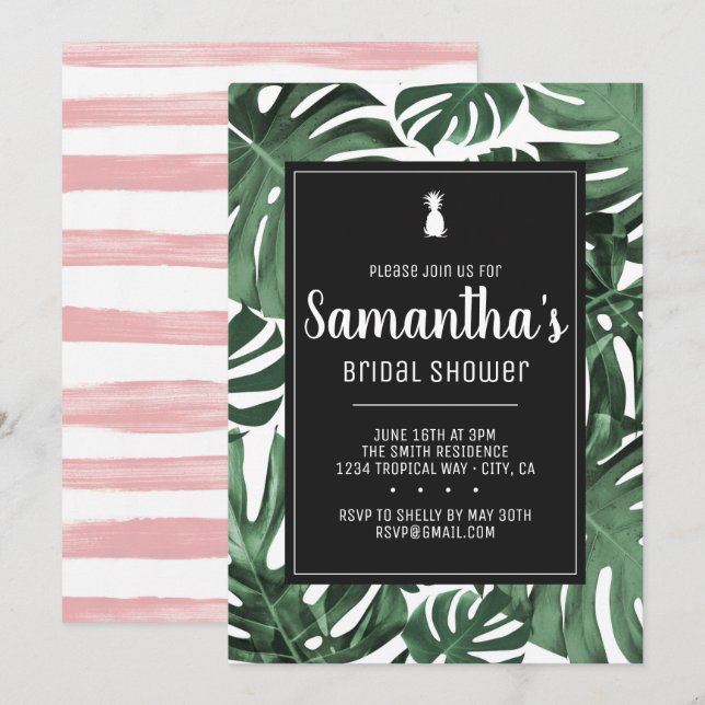 Invitation Thème tropical Bachelorette nuptiale fête d'annive (Devant / Derrière)