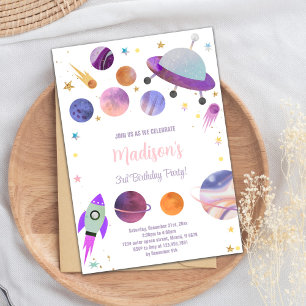 Invitation Thème Whimsical Galaxy pour enfants