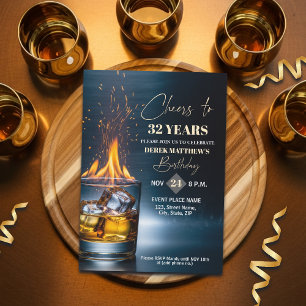 Invitation Thème Whisky Or pour les 32 ans d'un homme
