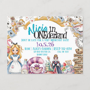 Invitation thème Wonderland pour un premier annive