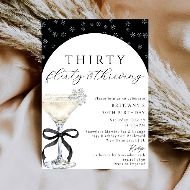 Invitation Thirty Flirty & Thriving Chic Winter 30th Birthday (Créateur téléchargé)