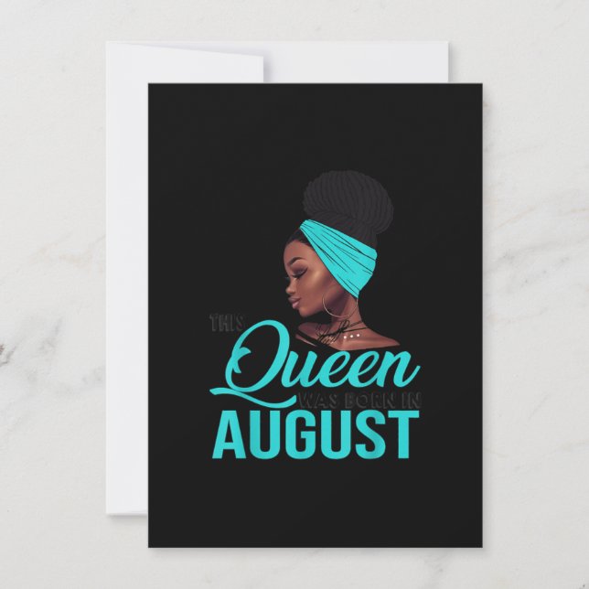 Invitation This Queen Was Born In août Birthday for Black (Devant)