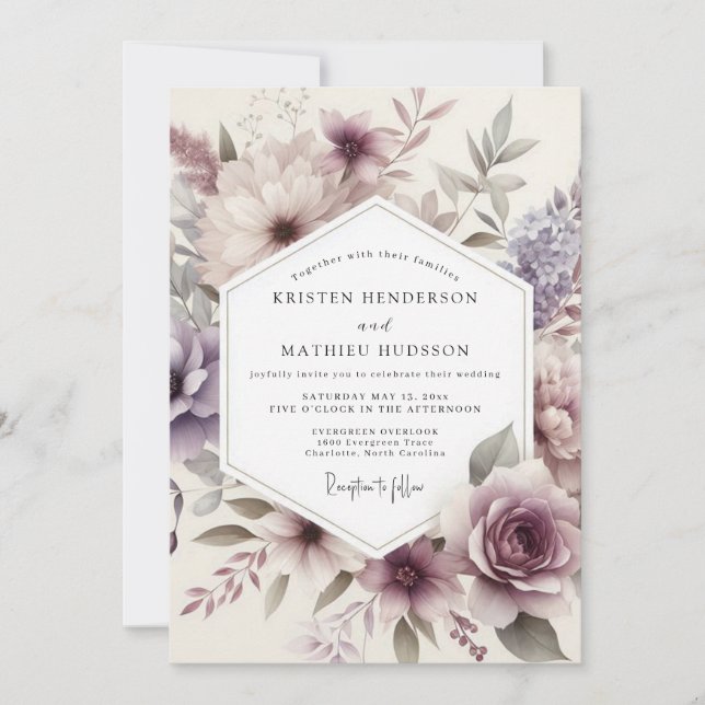 Invitation Thistle Aquarelle Flora Wedding (Devant)