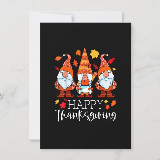 Invitation Three Gnomes Happy Thanksgiving Gnomes Affaire Gno (Devant)