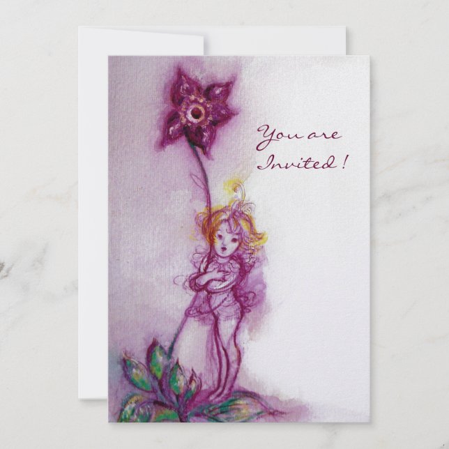 Invitation THUMBELINA 2, rose violet blanc glace métallique (Devant)
