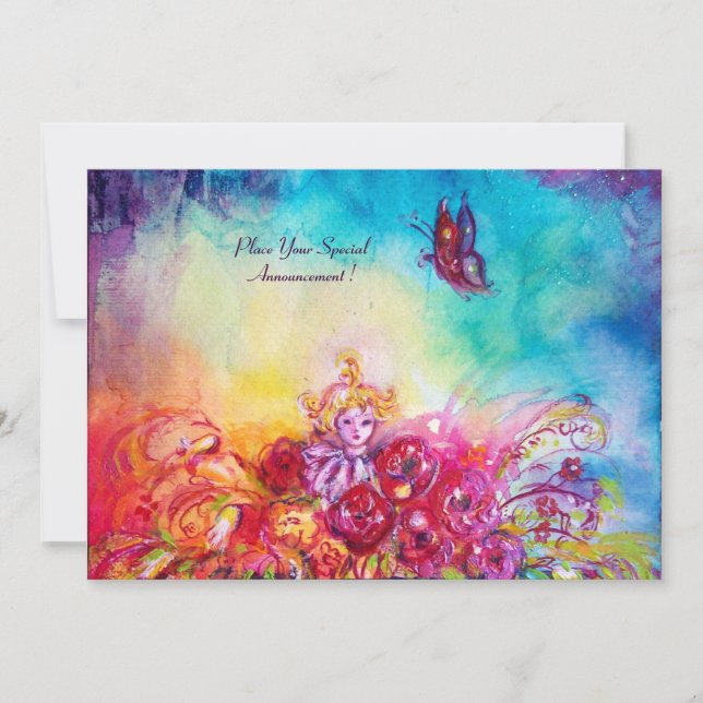 INVITATION THUMBELINA, PANIER À FLEURS ET BOUTEILLE (Devant)