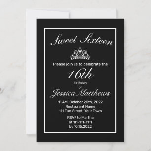 Invitation Tiara Moderne minimaliste blanc noir doux 16