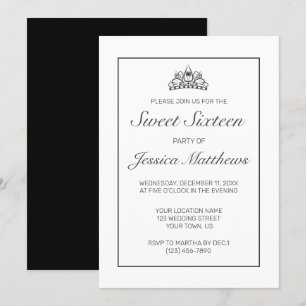 Invitation Tiara Moderne minimaliste blanc noir doux 16