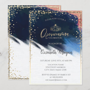 Invitation Tiara or, Confetti, Aquarelle Brush Stroke