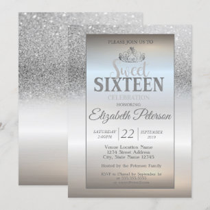 Invitation Tiara, Parties scintillant Argent Bokeh Ombre Swee