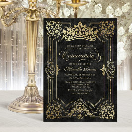 Invitation Tiara Princess Black Fairytale Photo Quinceanera