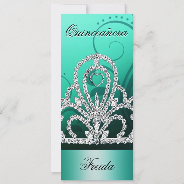 Invitation Tiara Quinceanera (aqua) (Devant)
