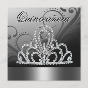 Invitation Tiara Quinceanera (argent)