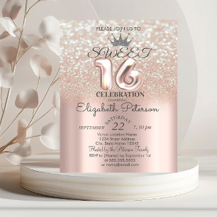 Invitation Tiara, Rose Gold Sweet 16 Parties scintillant Boke